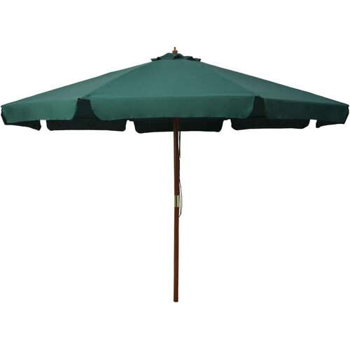  Vrtni suncobran s drvenom &amp;scaron;ipkom 330 cm zeleni Slike