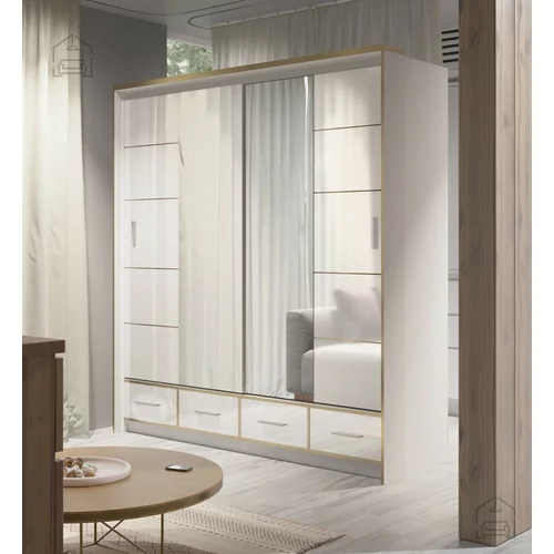 Arkos meble Garderobna omara z drsnimi vrati Sevilla LED 200 - bela