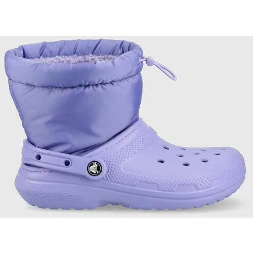 Crocs Snežke Classic Lined Neo Puff Boot vijolična barva