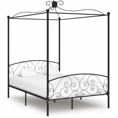  za krevet s nadstrešnicom crni metalni 120 x 200 cm