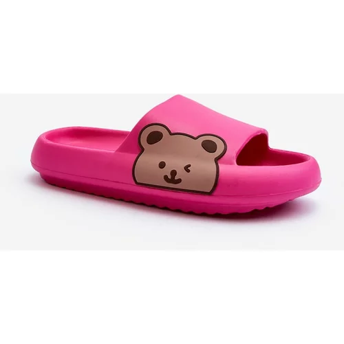 Kesi Women's lightweight foam slippers with a Fuchsia Parisso bear motif