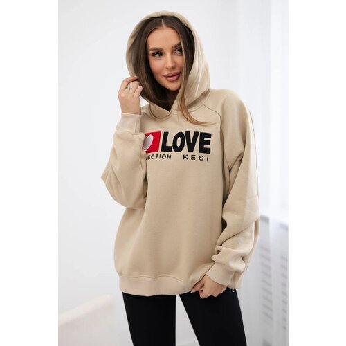 Kesi Cotton insulated hooded sweatshirt light beige Slike