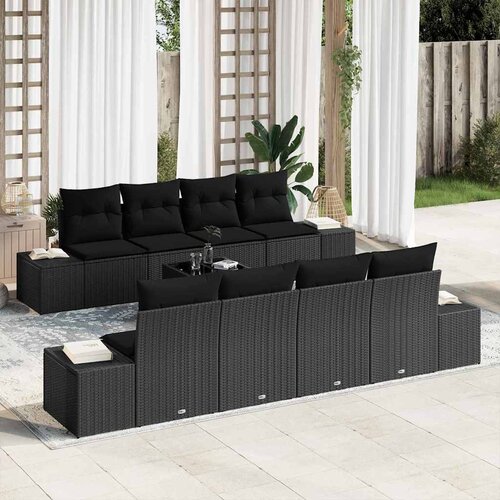 vidaXL kavč 6 pcs črna 294 x 62 x 69 cm poli ratan Cene