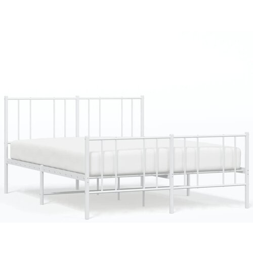 VidaXL Kovinski posteljni okvir z vzglavjem in vznožjem bel 150x200 cm, (20736910) Slike