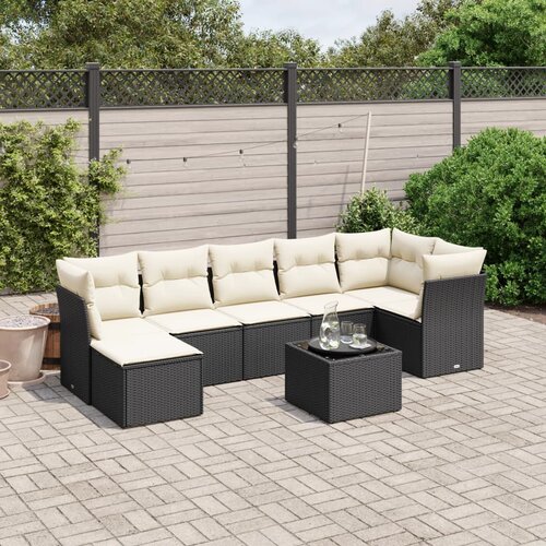 vidaXL 8-dijelni set vrtnih sofa od poliratana s jastucima crni Cijene