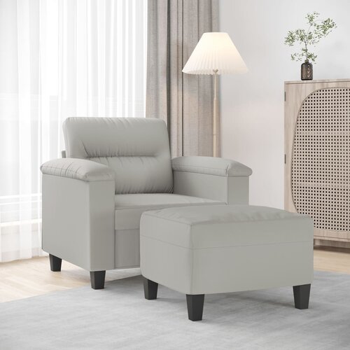 vidaXL Fotelj s stolčkom za noge svetlo siv 60 cm blago iz mikrovlaken Cene