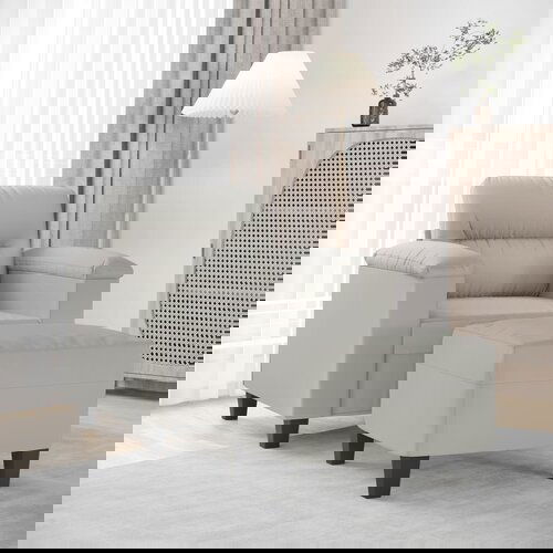 VidaXL Fotelja s tabureom svjetlosiva 60 cm od mikrovlakna Slike