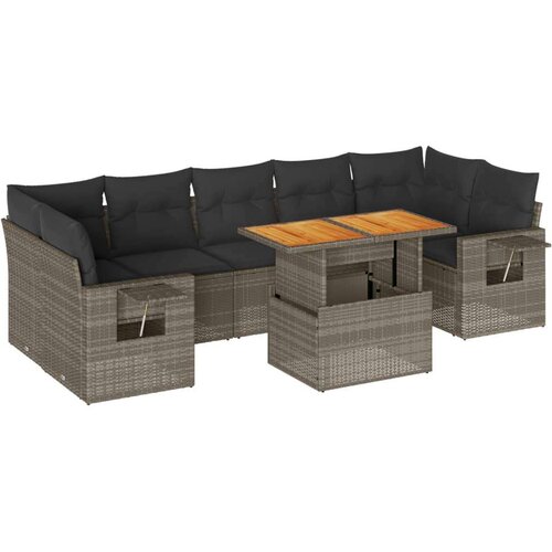 8-dijelni set vrtnih sofa od poliratana s jastucima sivi Slike
