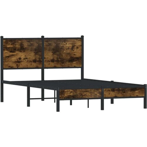 VidaXL Metalni okvir kreveta s uzglavljem boja hrasta 120 x 200 cm Slike