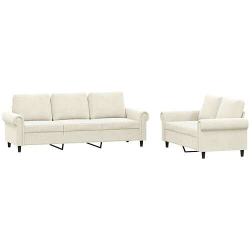 VidaXL 2-dijelni set sofa s jastucima krem bar&amp;scaron;unasti Slike
