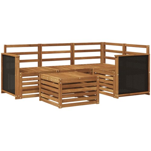  Set vanjskih sofa 5 pcs Prirodna 59 x 59 x 37 cm Poliester Slike