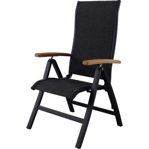 SUNFUN melina sklopiva stolica s pozicijama (š x d x v: 63 x 69 x 110 cm, tikovina/tekstil/aluminij, crne boje, s podesivim naslonom za leđa) Cijene
