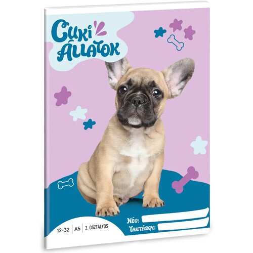 Ars Una Srčkani - Francoski buldog, črtasti zvezek za 3. razred, A/5 Cene