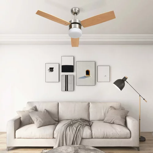  Stropni ventilator sa svjetlom i daljinskim 108 cm svjetlosmeđi