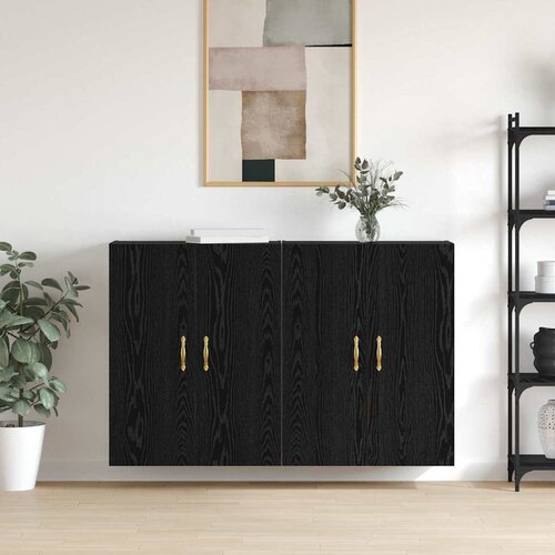 VidaXL Ormarčići montirani na zid 2 pcs Crni hrast 69.5 x 34 x 90 cm Slike