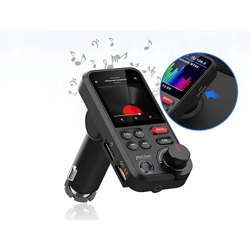  Auto bluetooth transmiter 5.0 fm usb qc tf bass lcd 12-24v Slike
