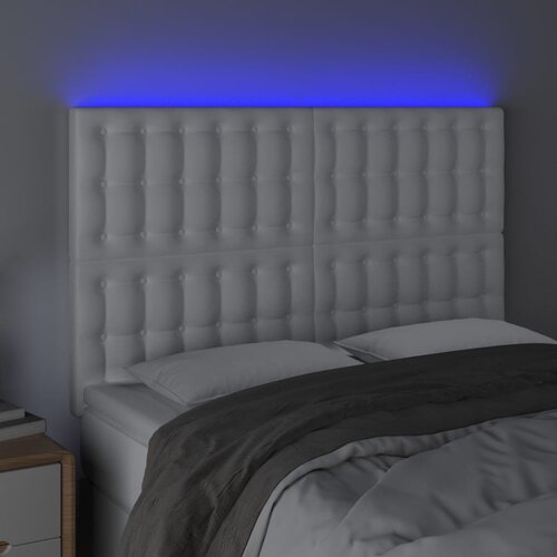  LED uzglavlje bijelo 144x5x118/128 cm od umjetne kože Slike