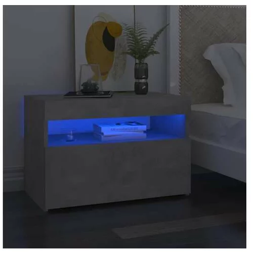  Nočna omarica z LED lučkami 2 kosa betonsko siva 60x35x40 cm