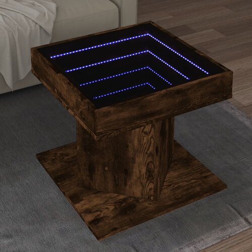 Furnova Klubska mizica LED dimljeni hrast 50x50x45 cm inženirski les, (21913128) Slike