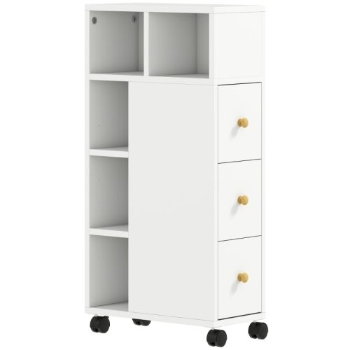 Nesta Ozka kopalni&scaron;ka omarica s 4 kolesi, 3 predali in 5 odprtimi policami, bela, 20 x 40 x 80 cm, (5000493153) Cene