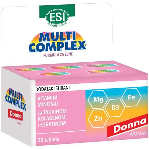 multicomplex vitamini + minerali + taurin + kolagen + keratin 30 tableta Slike