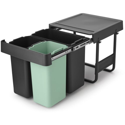 Brabantia Mentolno zelen/temno siv plastičen izvlečni koš za smeti za ločevanje odpadkov 40 l Sort&Go – Cene