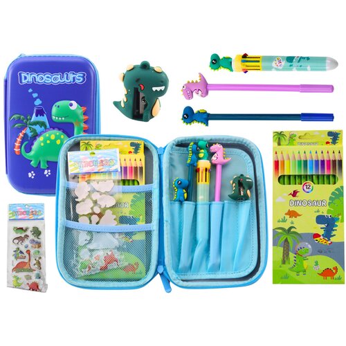  School Pencil Case with Dinosaur Blue Accessories Slike