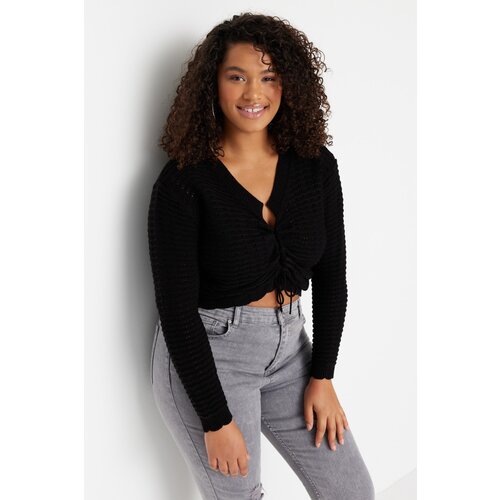 Trendyol Curve Plus Size Cardigan - Black - Relaxed Slike