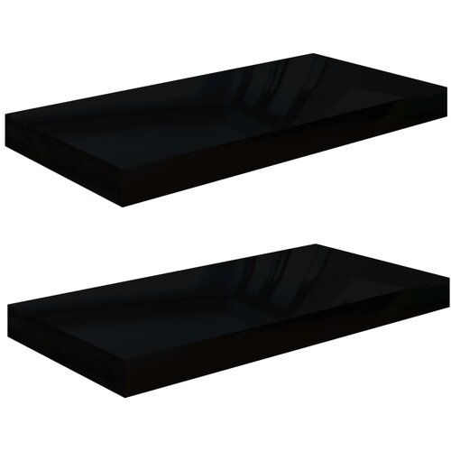 Maison Chic 2 kosi Lebdeče Stenske Police - Viseče police sijaj črne 50x23x3,8 cm MDF, (21794104) Slike