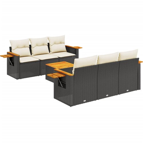  7-dijelni set vrtnih sofa od poliratana s jastucima crni Crna 61 x 62 x 69 cm Slike