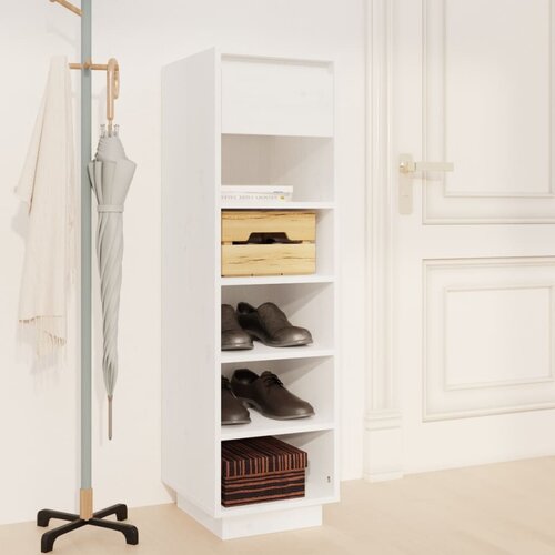 The Living Store omarica za čevlje bela 30x34x105 cm trdna borovina - omarica za čevlje, (21434119) Cene