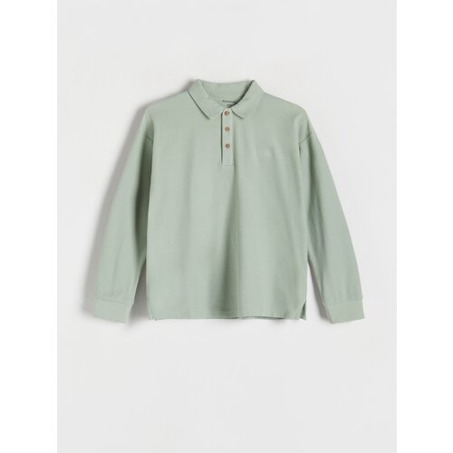 Reserved božična oversize polo majica z dolgimi rokavi - zelena Cene