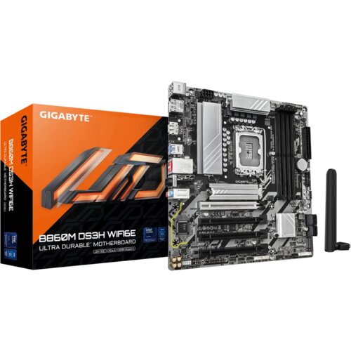 Gigabyte B860M DS3H WIFI6E, DDR5, SATA3, USB3.2Gen2, DP, WiFi 6E, LGA1851 mATX Slike