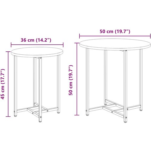  Set pomoćnih stolića 2 pcs Crni hrast Slike