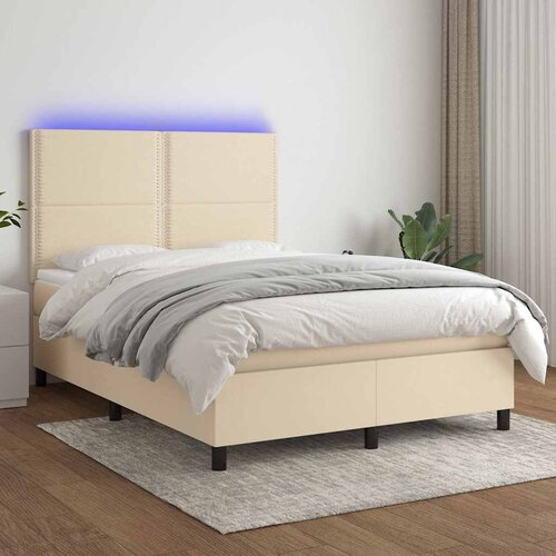  box spring s madracem LED krem 140x190 cm od tkanine Cijene