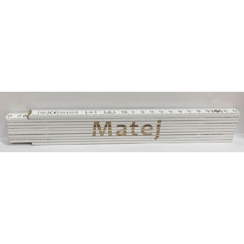 HEKA Zložljiv meter Heka (napis: Matej, bele barve, 2 m) Slike