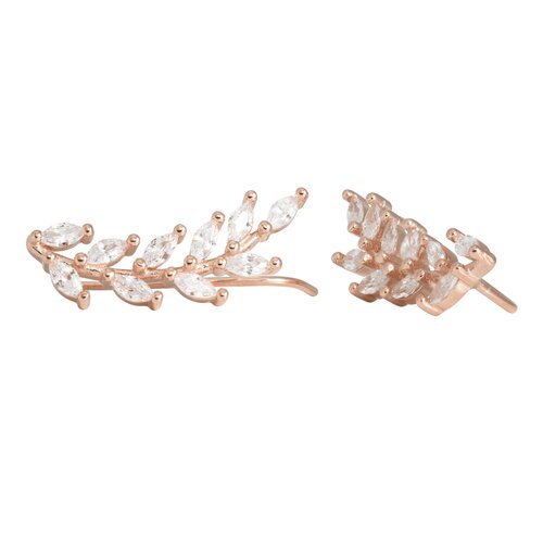 J&B Jewelry J&amp;B Jewellery 925 Srebrne minđuše koje prate liniju uha sa Roze pozlatom 011- Rose gold Cene