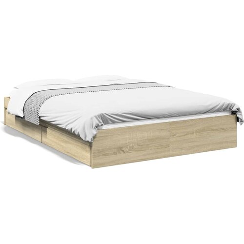 Maison Chic Posteljni okvir - Dvoposteljna postelja - Zakonska postelja s predali sonoma hrast 120x190cm inženirski les, (21693944) Slike