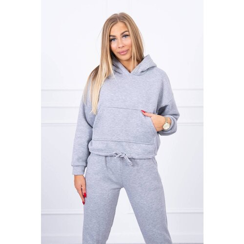 Kesi Insulated set with sweatshirt with tie at the bottom in gray Slike