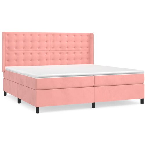 VidaXL Box spring postelja z vzmetnico roza 200x200 cm žamet, (20761141) Slike