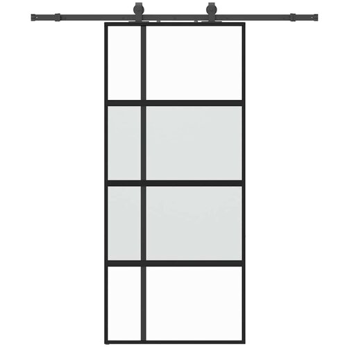 vidaXL Drsna vrata z opremo črna 90x205 cm kaljeno steklo, (22048462) Cene