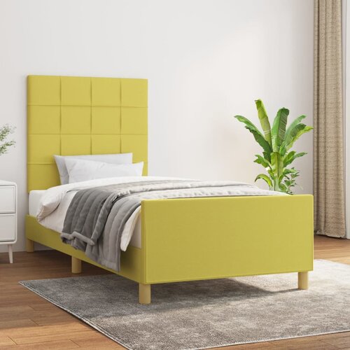 VidaXL Posteljni okvir z vzglavjem zelen 80x200 cm blago Slike