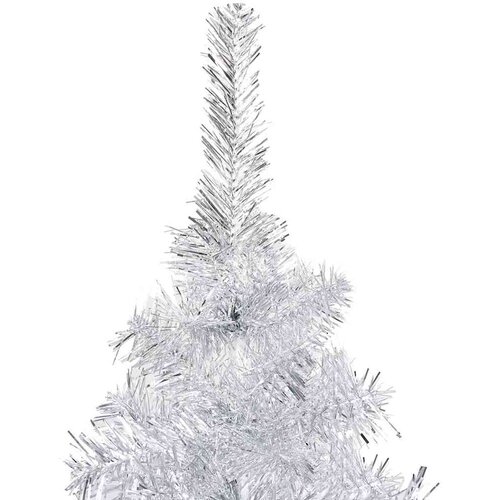  Umjetno osvijetljeno božićno drvce i kuglice srebrno 120 cm PET Slike