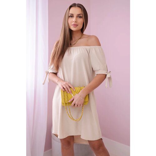 Włoski Dress tied on the sleeves beige Cene