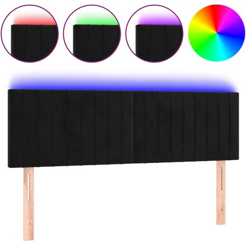 Maison Chic led posteljno vzglavje - vzglavna omarica - nočna omarica črno 144x5x78/88 cm blago, (21712431) Slike
