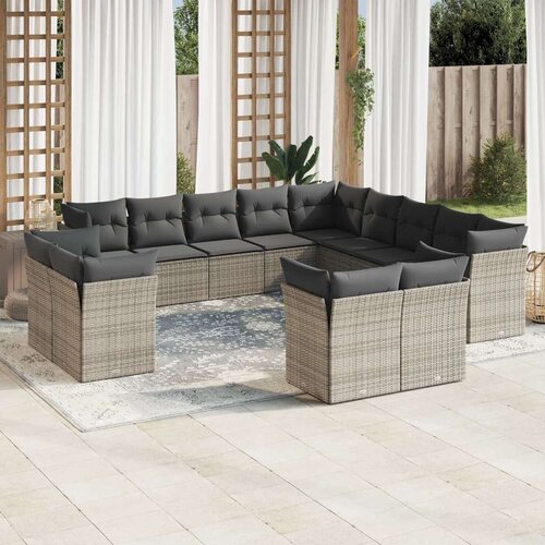 vidaXL 13-dijelni set vrtnih sofa od poliratana s jastucima sivi Cene