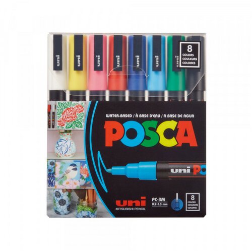 Marker Uni SET PC-3M POSCA /0.9-1 3mm 8 KOM osnovne boje Slike