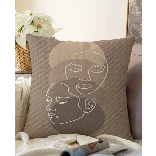 Minimalist Cushion Covers Rjava prevleka za vzglavnik iz mešanice bombaža Chenille, 55 x 55 cm Cene