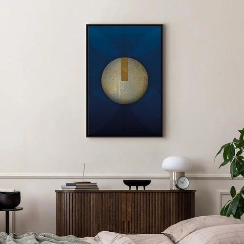  Slika - In the Shadow of Classic Blue (1-part) - Golden Circle in Abstraction 60x90 Slike