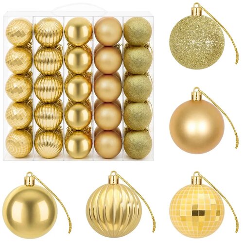  Set božićnih kuglica 75 kom. Zlatno 6 cm Polistiren - Zlatno Slike